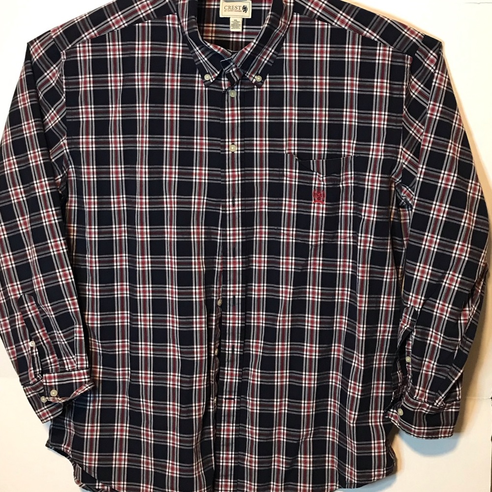 Crest by Tommy Hilfiger Mens Plaid 2XL Dress Shirt